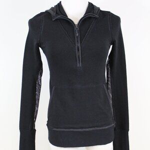 FP Movement Free People Black Mesh Athleisure Gym Hoodie Half Zip Small
